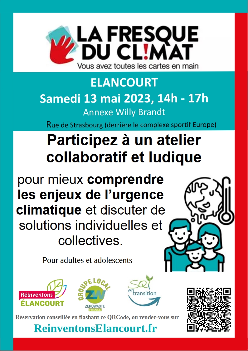 Affiche pour la fresque du climat le 13 mai à Elancourt